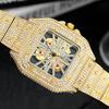 MISSFOX-Fashionable Square Men's Watch Small Niche Design Hollowed Out Hip-hop Full Diamond English Watch