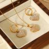 Heart-shaped Diamond-encrusted Earrings and Pendant Necklace, Light Luxury High-end Titanium Steel Jewelry