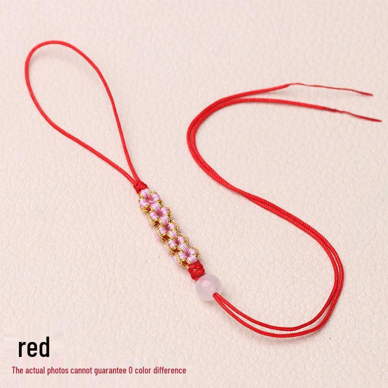 Peach Blossom Knot Phone Chain & Bag Pendant - Handmade Woven Jewelry Lanyard