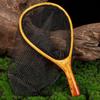 Curved Wood Handle Fishing Landing Net Mesh Design Protects Fishes Compacts Fishing Net For Anglers Stream Fishing