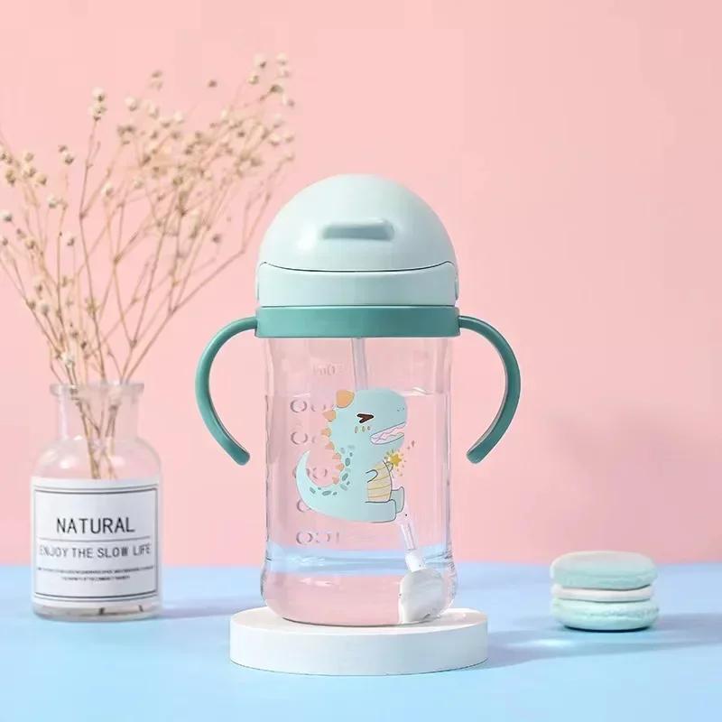350ml Baby Bottles Drinking Cup Feeding Bottle with Straw Gravity Ball Wide-Caliber Kids Drinking Milk Water Dual-Use Bottle Hot