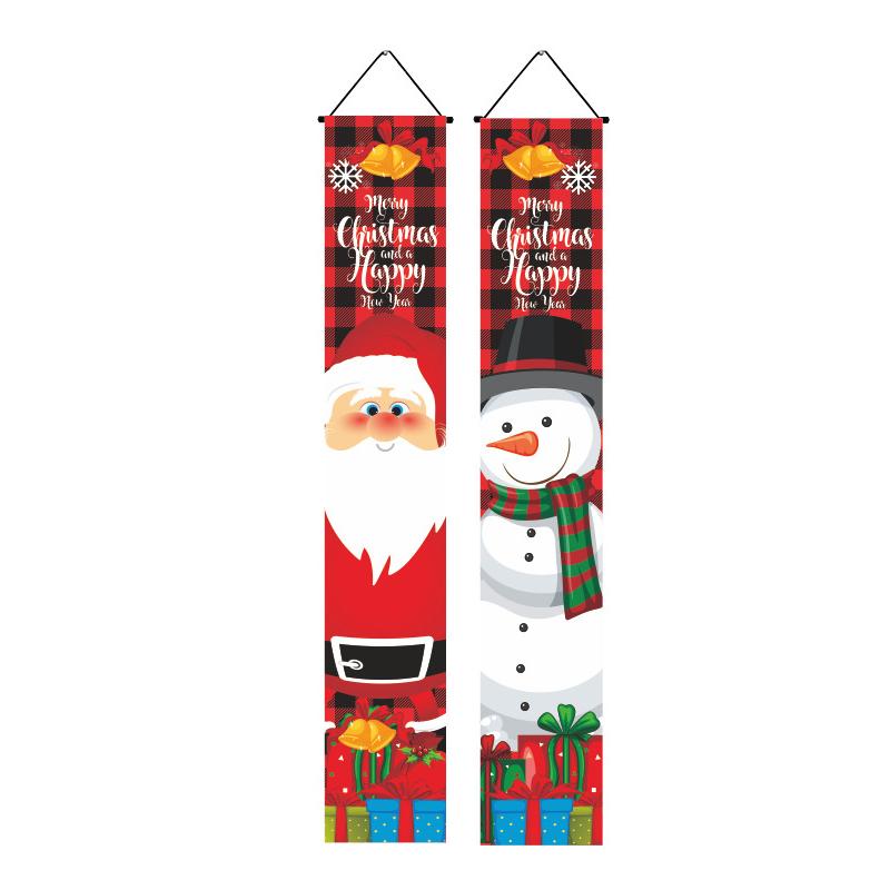 Weihnachts-Veranda-Schilder Set – 2 Banner, Je 180 X 30 Cm, Grün – Mit Schneemann, Baum & Süßigkeiten