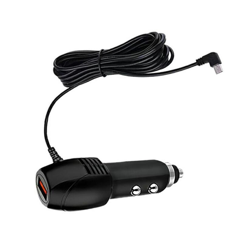 

USB Car Charger with USB and Mini USB Ports for GPS and Dash Cam MP3 with Long Connection Line 3.5M 1