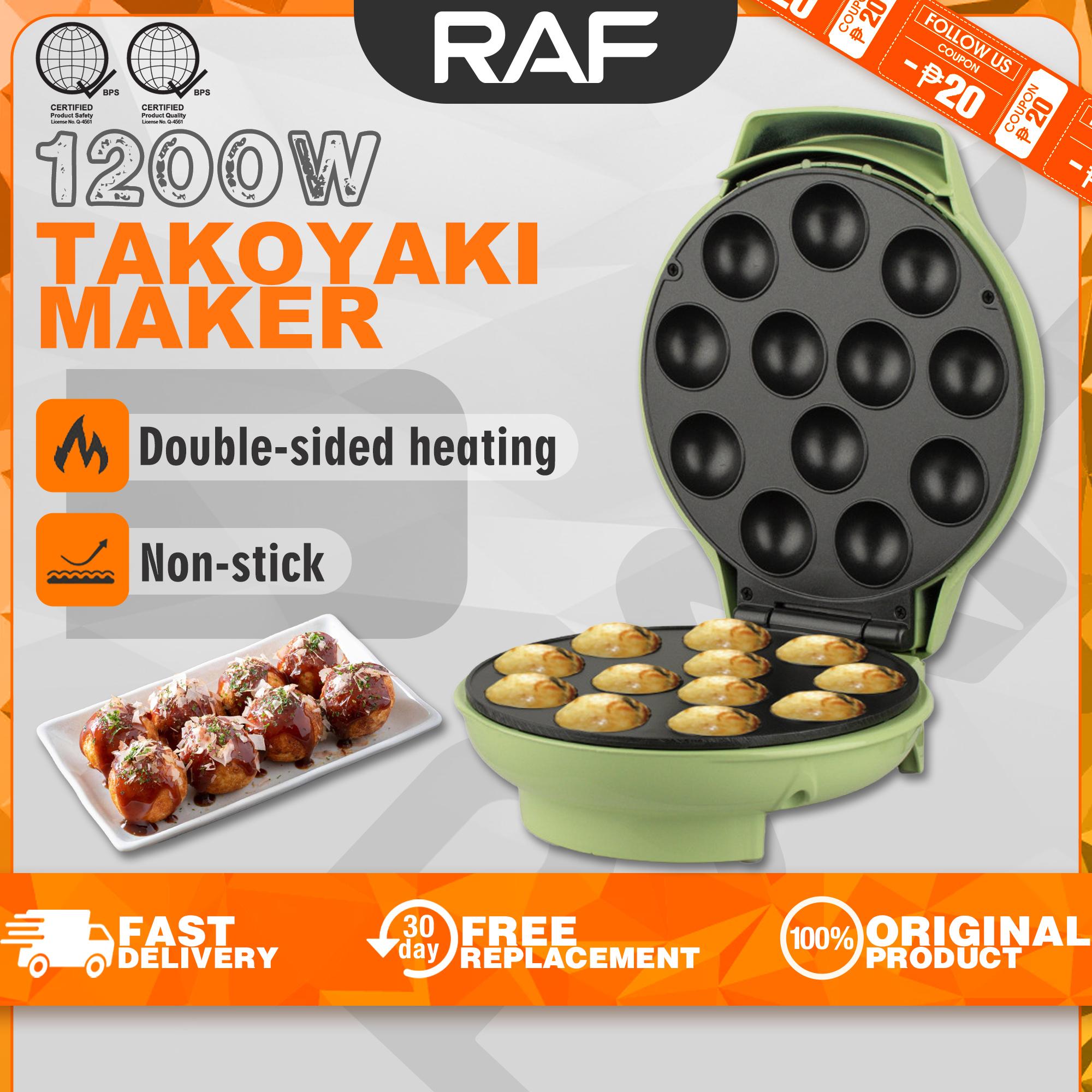 RAF 12 Hole Electric Takoyaki Maker Machine 1200W Household Takoyaki Pan Non Stick Octopus Balls Grill Pan зелёный
