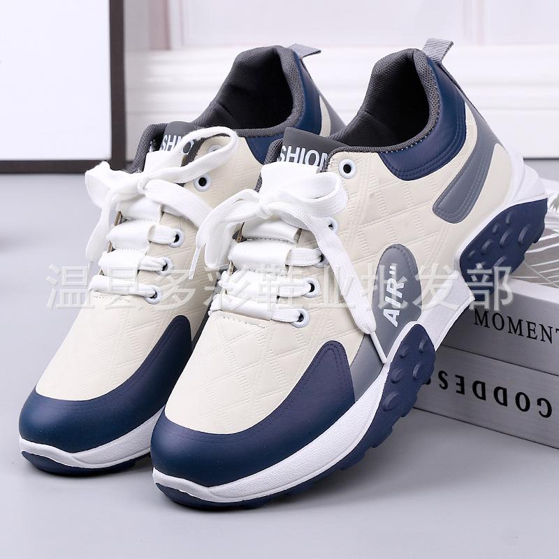 Nouvelles chaussures en cuir pour hommes printemps et automne chaussures de sport décontractées de course légères chaussures de course à plateforme décontractées