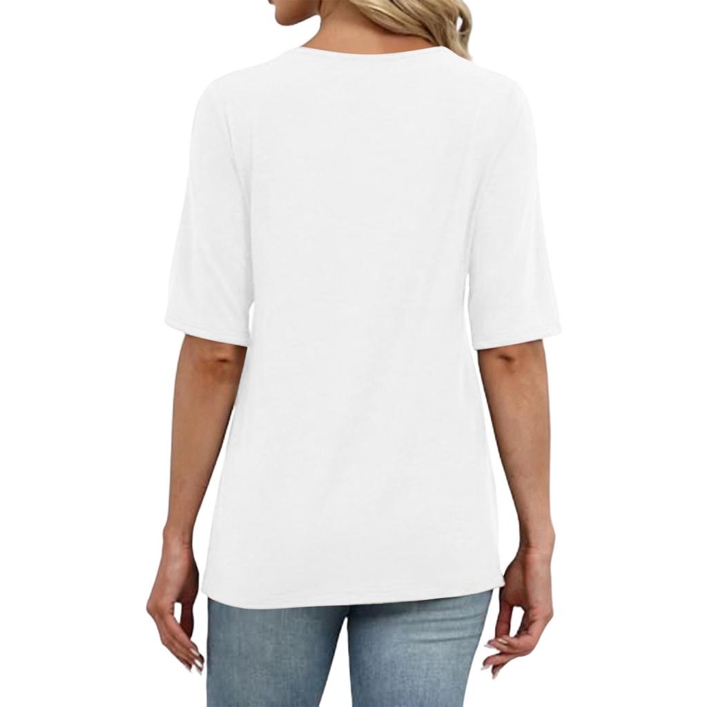 Women's fashionable round neck casual short-sleeved summer trendy T-shirt, 2026 vacation color top