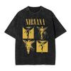 Banda de rock Nirvana para mujer Camiseta de algodón Retro Lavada Álbum In Utero Camiseta de gran tamaño Y2K para mujer Desgastada Casual Holgada Streetwear
