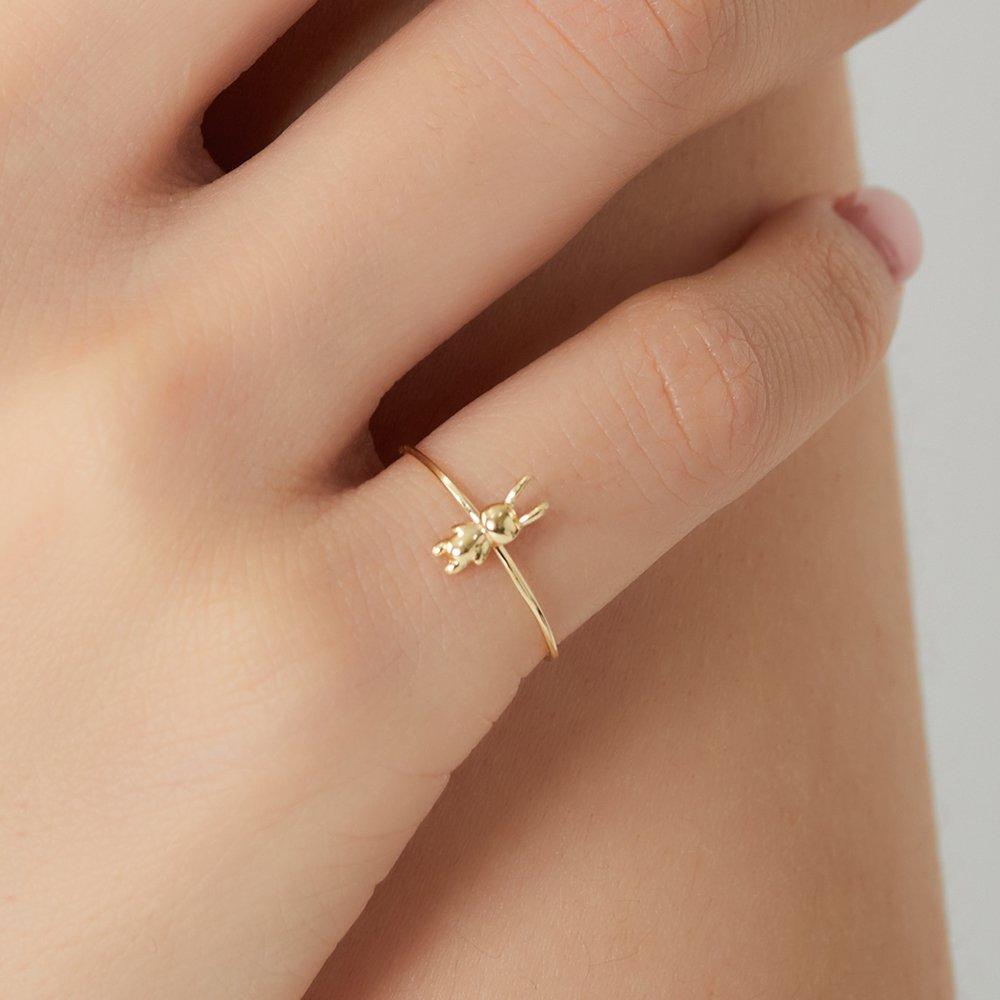 14K Cute Rabbit Gold Thread Ring