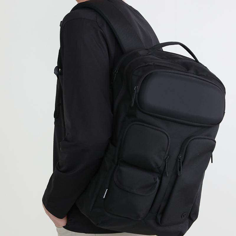 Lululemon Cruiser 23L Multi-Functional Pocket Zipper Closure Nylon Backpack Men backpack Black LM9AQ0S-0001