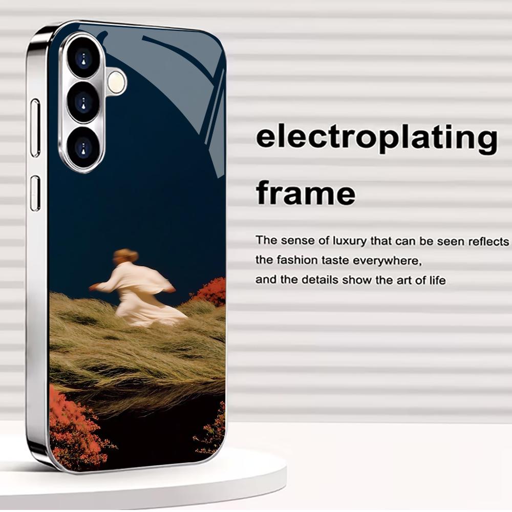 Painting Atmosphere Simplicity High-end Electroplating Glass PhoneCase for Samsung Galaxy S26 S25 S24 S23 S22 S21 FE,Ultra,Plus