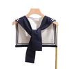 Korean College Navy Stripe Wool Knit Shoulder Cape Knotted Warm Shawl Summer Air Conditioned Room Protect Neck Woman'S Scarf