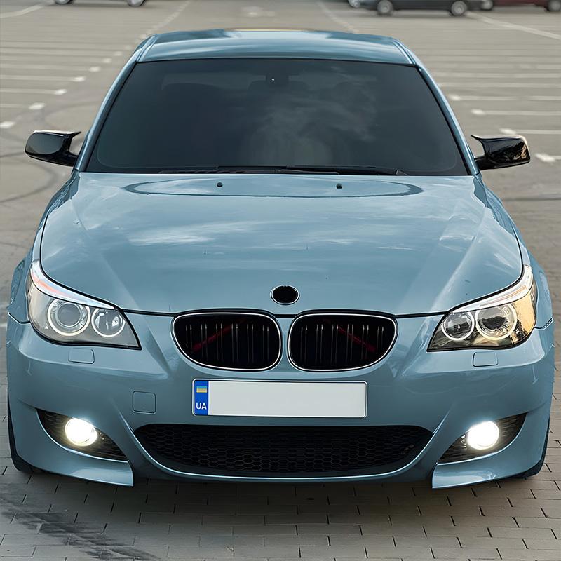 For BMW 5 Series E60 E61 2004-2010 High Quality ABS Single Line & Double Lines LED Kidney Grille Front Racing Grills Gloss Black