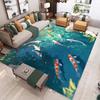 1pc Colorful Koi Fish Swimming Pattern Printed Area Rug, Creative Polyester Carpet, Soft and Comfortable for Bedroom, Office, Li