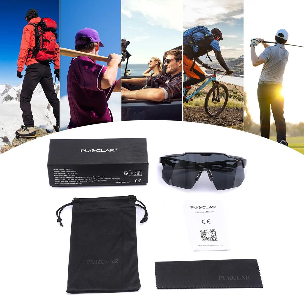 Pukclar Unisex TR90 Cycling Sunglasses with Lightweight Frame and UV400 Protection for and Motorcycles Men's Cycling, Skiing, Driving,