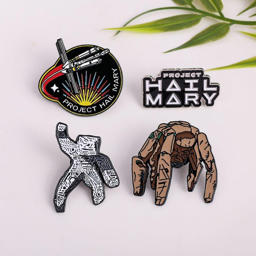 2026 HotNew Premium 4 Pack Project Hail Mary Sci-Fi Space Metal Enamel Pins Badge Brooch Backpack Jacket Decor Collectible Gifts