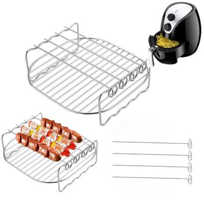 Air Fryer Edelstahl-Rack-Tablett und Dampfgestell Air Fryer Werkzeuge Barbecue Grill Backtopf Zubehör Kochwerkzeuge
