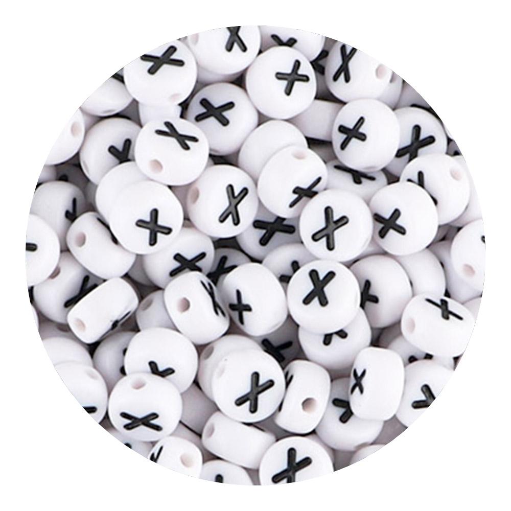 50/100/200pcs/Lot 7x4mm White A-Z Round Alphabet Acrylic Letters Beads Loose Spacer For Jewelry Making DIY Bracelet Accessories