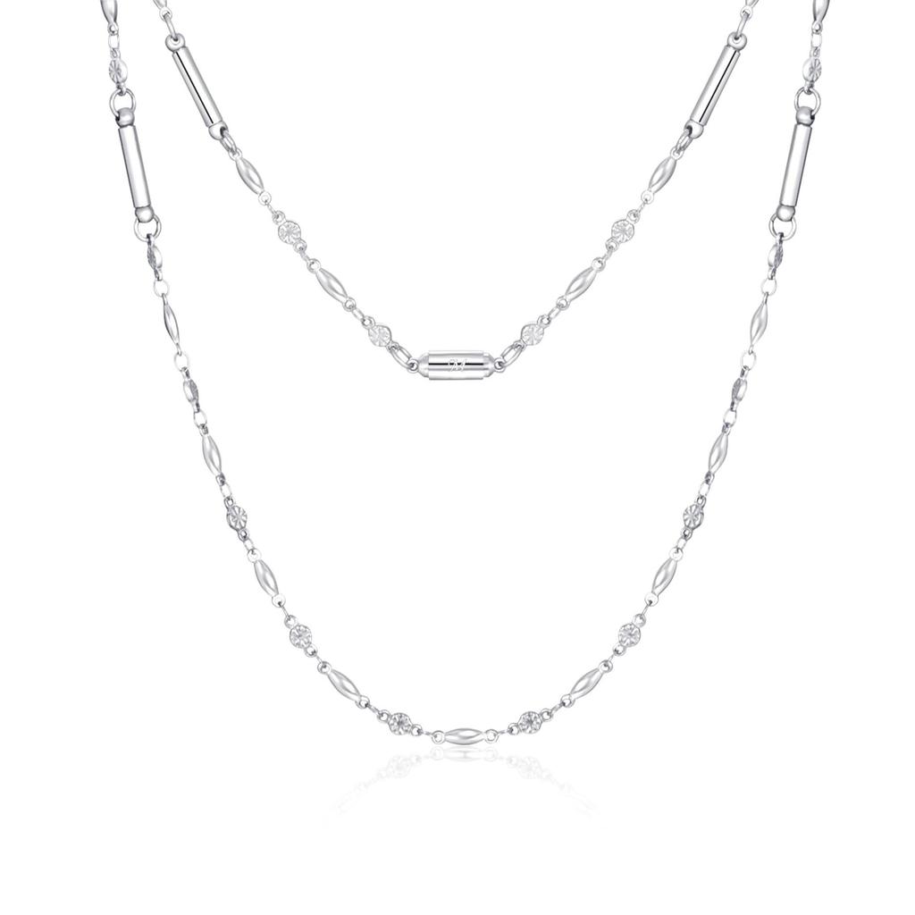 MAYA&CANA Women's Strong Magnetic Necklace, 200 Millitesla, 48cm, with Magnetic Clasp, Stainless Steel Chain, Gift Box Included (Silver)