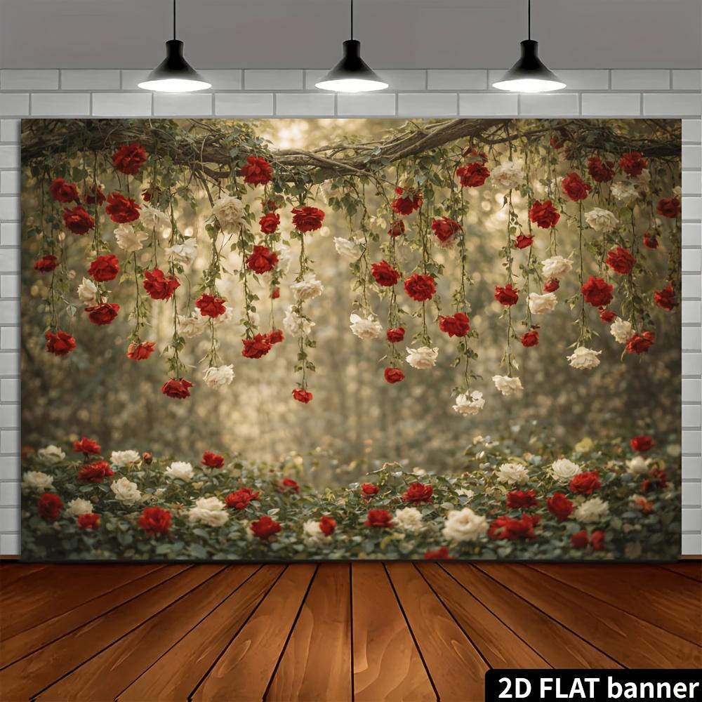 1Pcs Red White Rose Hanging Flowers Scene Decoration Background Wedding Backdrop Decorations For Photo Studio Booth Party