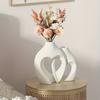 1 Pair Snuggle Hollow Heart Shaped Vase, Minimalist Modern Flower Vase, Nordic Boho Style Decorative Vase for Living Room Shelf, Mantle, Entryway,