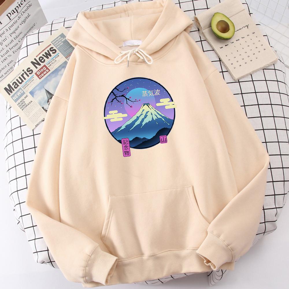 Vaporwave Mount Fuji Memorial Ukiyo E Print Men's Hooded Hip Hop S-Xxl Hoodies Autumn Fleece Hoodie Fashion Casual Tracksuit