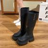 Thick-soled western knight boots women's boots but knee 2025 new autumn and winter American retro boots thin boots
