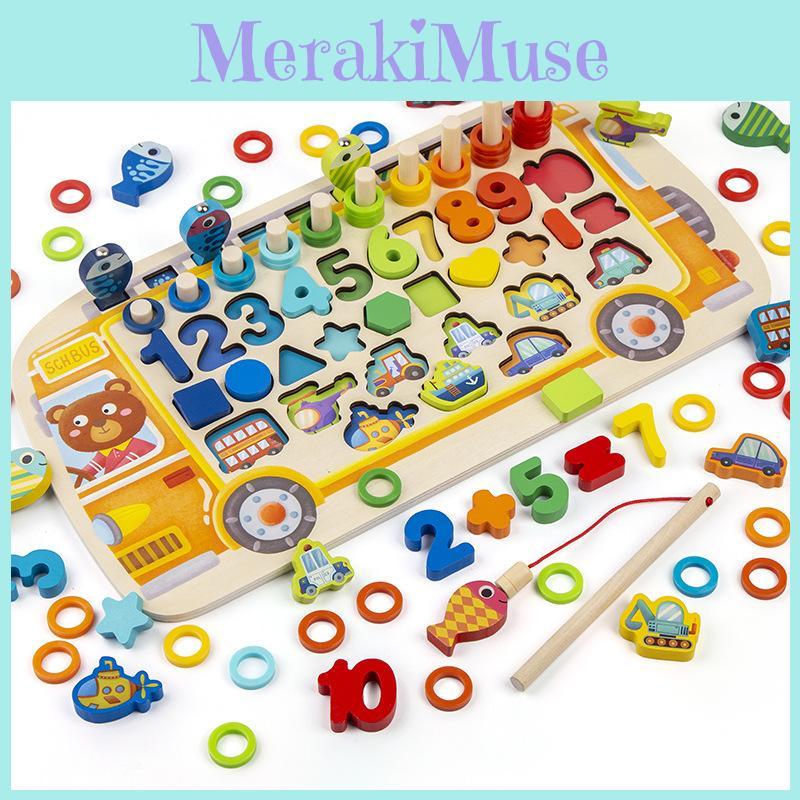 Math Wooden Puzzle For Kids With Bus Themed Design For Cognitive Skills Play And