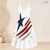 Women Plus Size Two Piece Set V Neck Strappy Flared Dress Short Sleeve Draped Cardigan American Eagle Printed