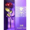 GIFT Red Rose Flower with Golden Leaf with Gift Box with Carry Bag 29 cm x 10 cm x 10 cm