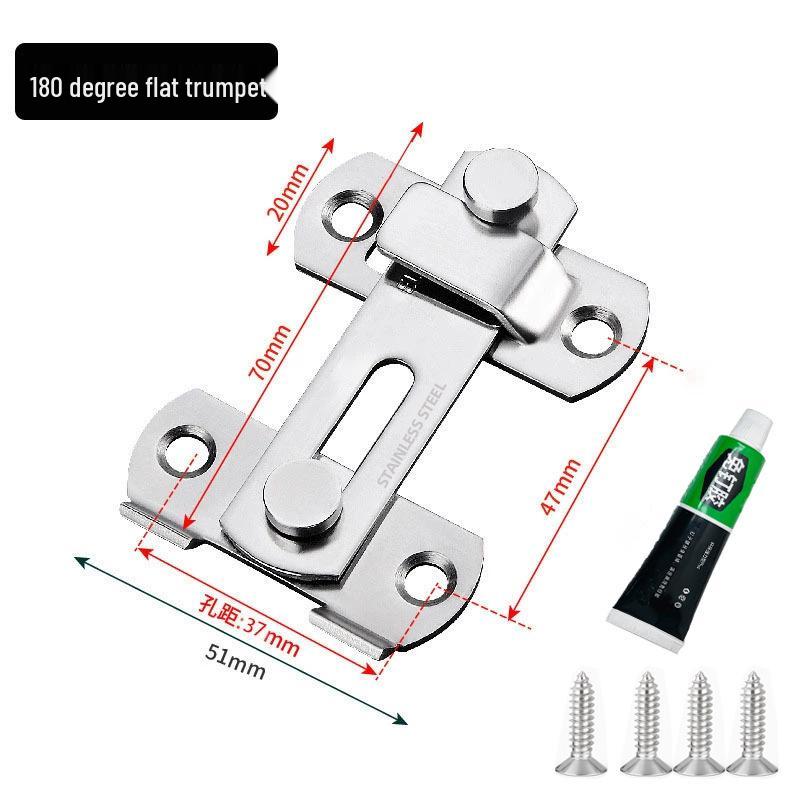Stainless Steel 90° Right Angle Door Latch: Anti-Theft Sliding Bolt Lock
