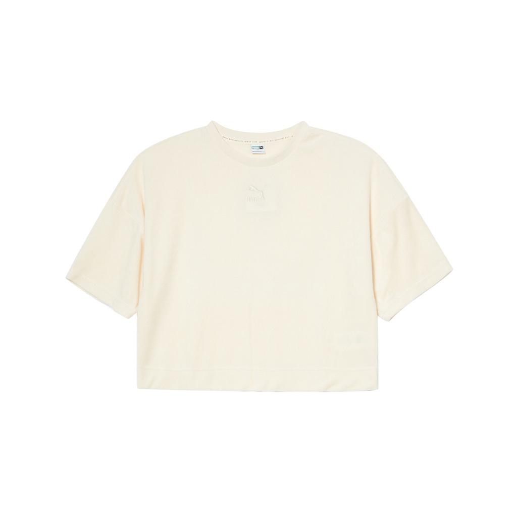 Puma Simple Versatile Sweat-Absorbing Breathable Short Sleeve Drop Shoulder T-Shirt Women Tops Natural 535301-99