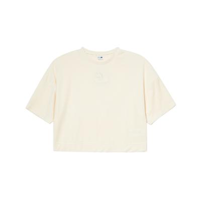 Einfaches Vielseitiges Schweißabsorbierendes Atmungsaktives Kurzarm-T-Shirt Damenoberteile Natur 535301-99