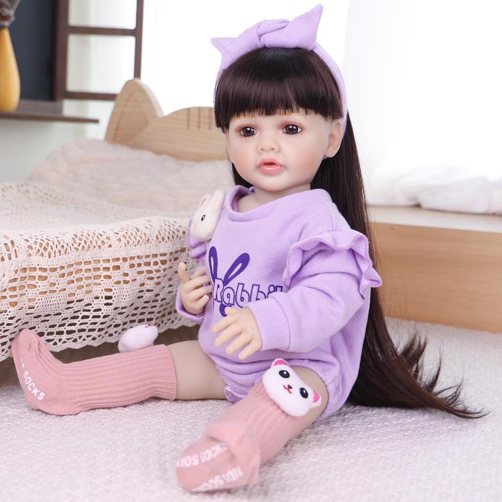 55cm Realistic Reborn Girl Doll Full Silicone Vinyl Realistic Princess Babies Dolls Kids Christmas Halloween Decoration Gifts