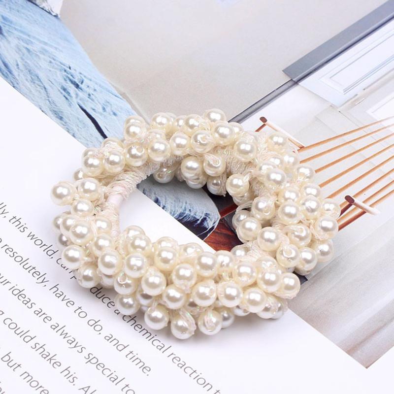 

1pc Elegant Imitation Pearl Bead Hair Accessory Elastic Rubber Band Women s Fashion Hair Rope Sweet Ponytail Simple Hair Circle