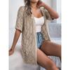 Summer Hollow Plaid Short-sleeved Knitted Cardigan Beach Sun Protection Shirt