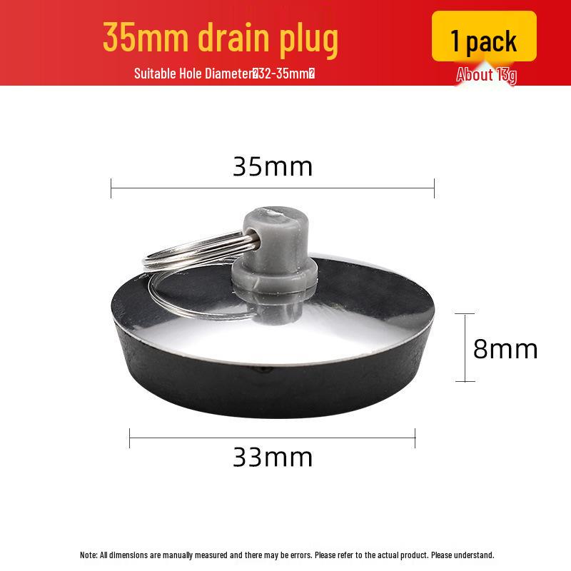 Universal Rubber Drain Stopper for Sinks, Bathtubs, and Pools