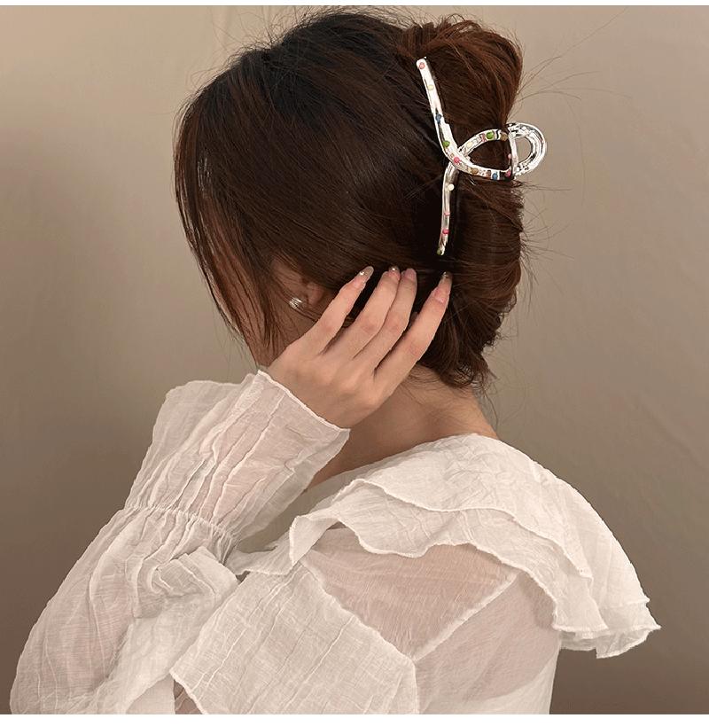 Vintage Colorful Dot Hair Clips for Women Trendy Silver Color Large Crab Clip Korean Hairpin Sweet Girls Long Hair Holder Headband Hair Claw Clip