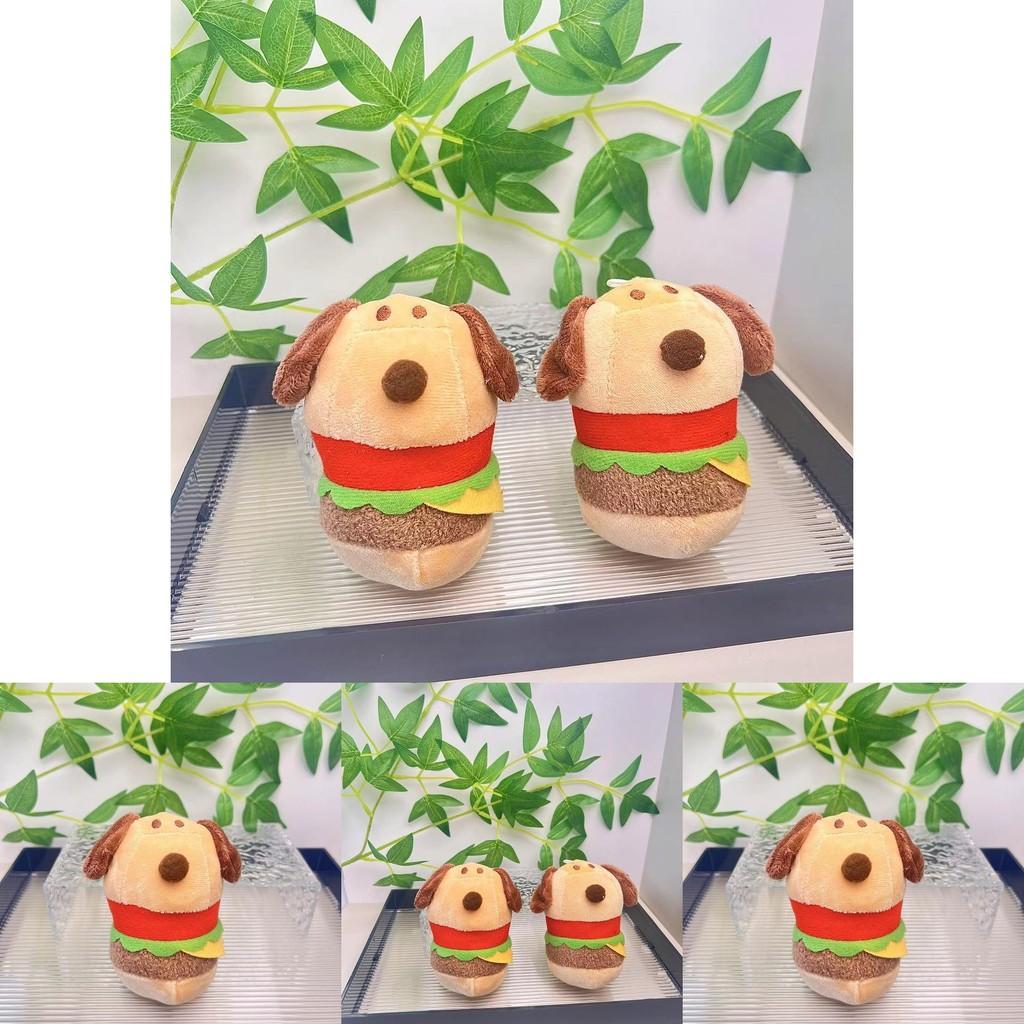 Creative Plush Adorable Hamburger Dog Keychain Cute Stuffed Toy Keyring Students For