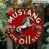2D Flat, 1pc "Mustang Oil" Vintage Wall Decor Aluminum Sign for Yard, Garden, Kitchen, Bar, Room, Bedroom, Outdoor, Road, Garage, Club, Cafe