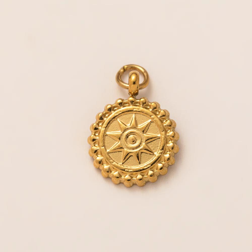 Yori 3Pcs Star Moon Rainbow Sun Pendant Stainless Steel Plated with 18K Gold for Jewelry Making Supplies DIY Necklace