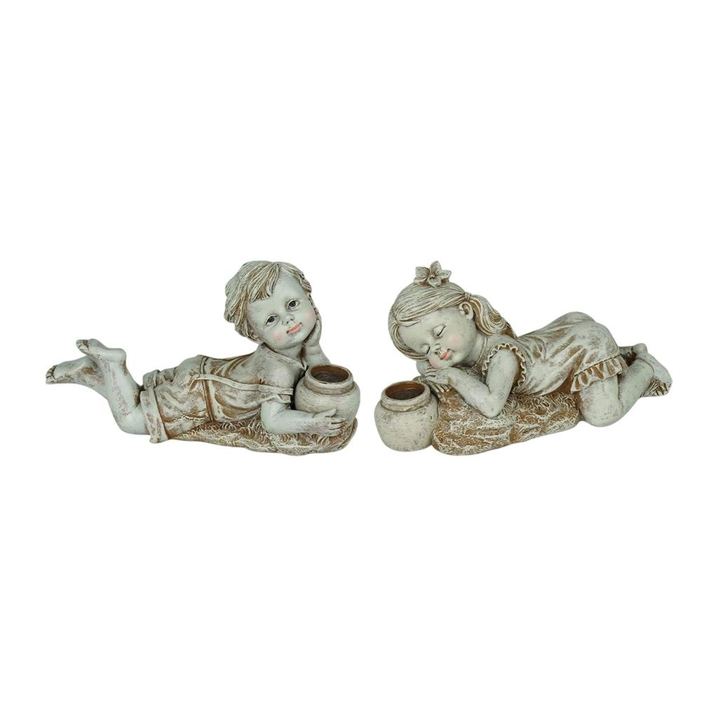 Garden figure child statue garden statue with solar lighting creative lying