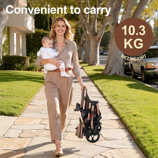 Infant Stroller 2-In-1 Convertible Baby with Bassinet Mode, Adjustable Canopy Reversible Seat Foldable Newborn Pram Pushchair, High Landscape Travel