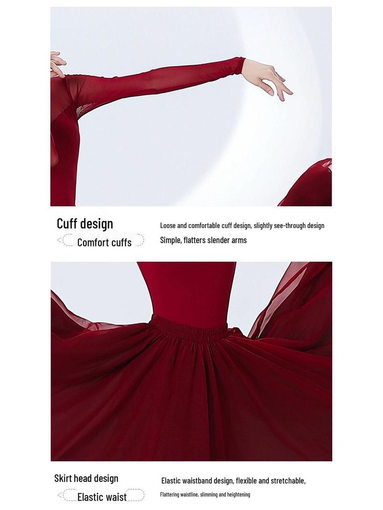 Chinesischer Klassischer Tanz Fließender Gaze-Rock - Doppellagig 720° Schwung Performance & Übungskostüm