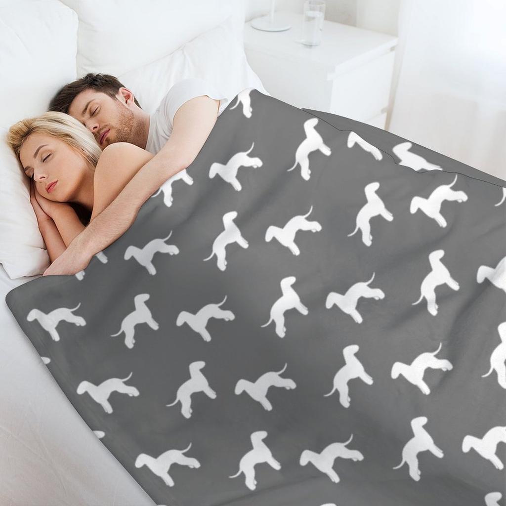 Bedlington Terrier Silhouette(s) Throw Blanket Soft Plush Plaid Halloween For Sofa Thin Bed Fashionable Blankets