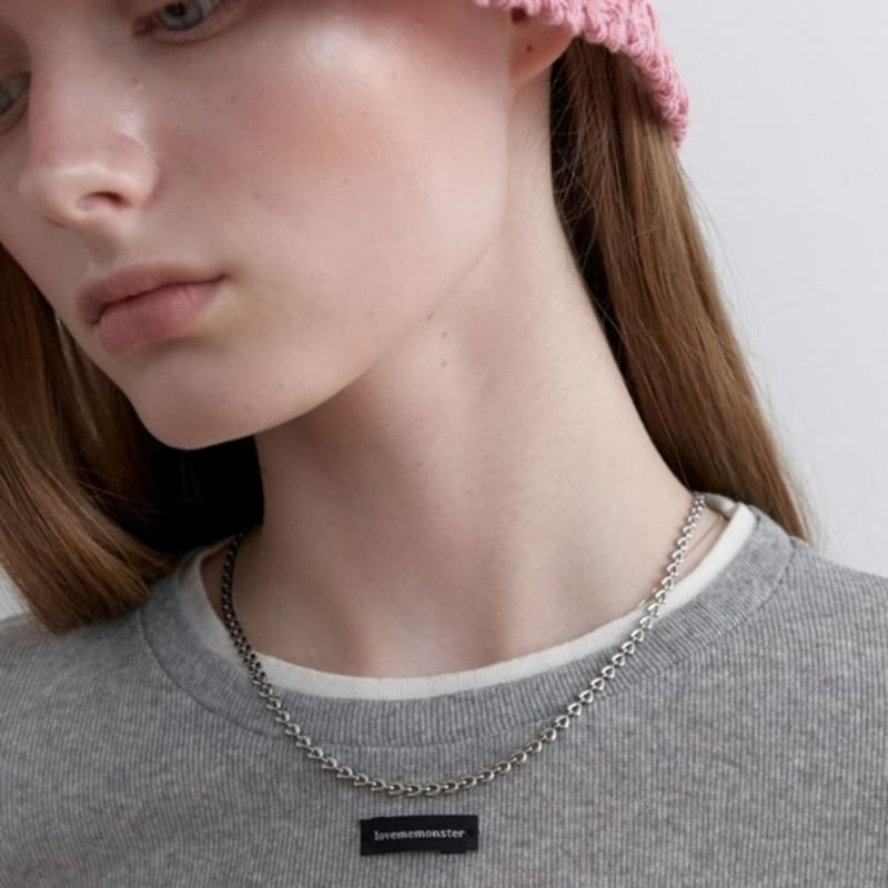 LOVE ME MONSTER [Surgical] Easy Heart Chain Necklace (L251MNK140)