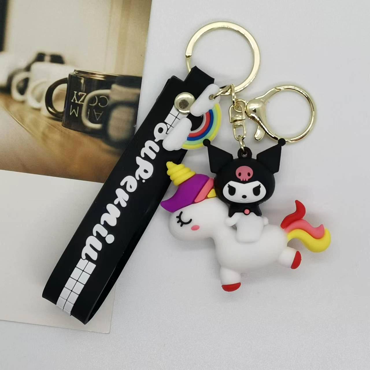 

New Creative Cartoon Colorful Horse Mingchuang Sanrio Kuromi Pudding Dog My Melody Doll Keychain Bag Car Keychain Accessory