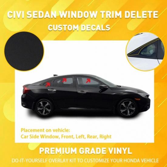 Chrome Overlay Blackout Delete For Matte Sedan Honda Civic Window 2016- Trim