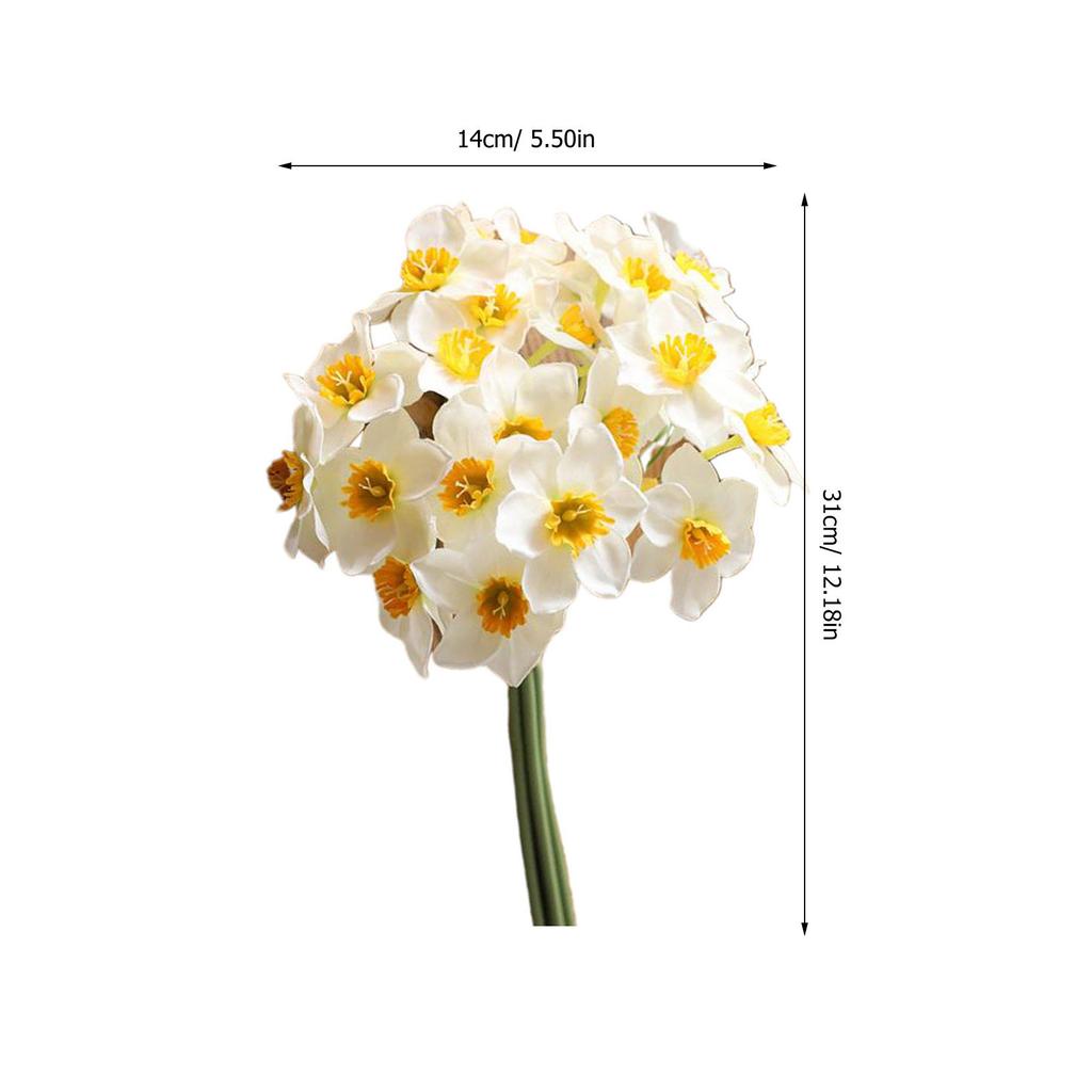 1 Bunch Realistic Artificial Daffodil Flowers Yellow Home Decoration Wedding Photography Props Lifelike Simulation Flower