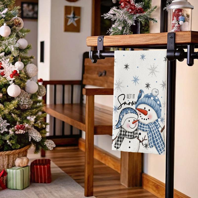 Hand Towels Christmas Printed Kitchen Towels Absorbent Microfiber Dishwashing TowelsGift Tea Towels