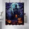 1 Piece Of 180X180Cm Shower Curtain With Halloween Castle Pumpkin Pattern Printed Partition Bathroom Waterproof And Mildew Proof